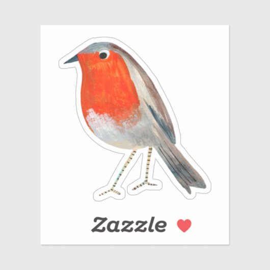 Stilvolle Rot-Graue Robin-Vogelsticker Aufkleber (Blatt)