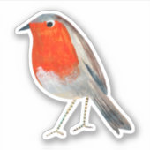 Stilvolle Rot-Graue Robin-Vogelsticker Aufkleber (Vorderseite)