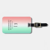 Stilvolle Rot-Grün-Weiß-Gradient-Initial-Monogramm Gepäckanhänger (Vorderseite horizontal)