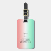 Stilvolle Rot-Grün-Weiß-Gradient-Initial-Monogramm Gepäckanhänger (Vorderseite vertikal)