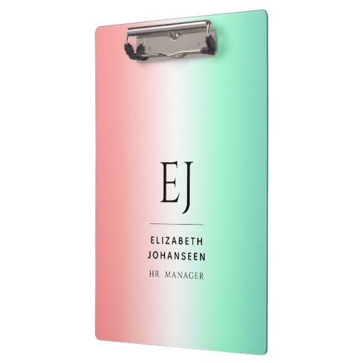 Stilvolle Rot-Grün-Weiß-Gradient-Initial-Monogramm Klemmbrett (Links)