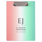 Stilvolle Rot-Grün-Weiß-Gradient-Initial-Monogramm Klemmbrett (Vorderseite)