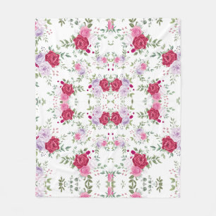 Stilvolle Rot- und Rosa-Blume Fleecedecke