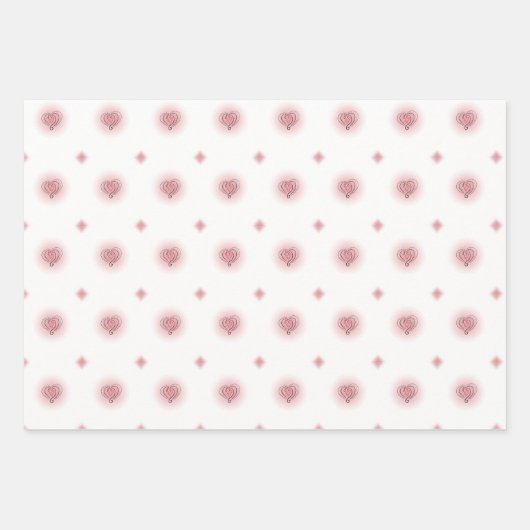 Stilvolle Rot- und Rosa-Herzdesign-Liebe Geschenkpapier Set (Vorderseite 2)