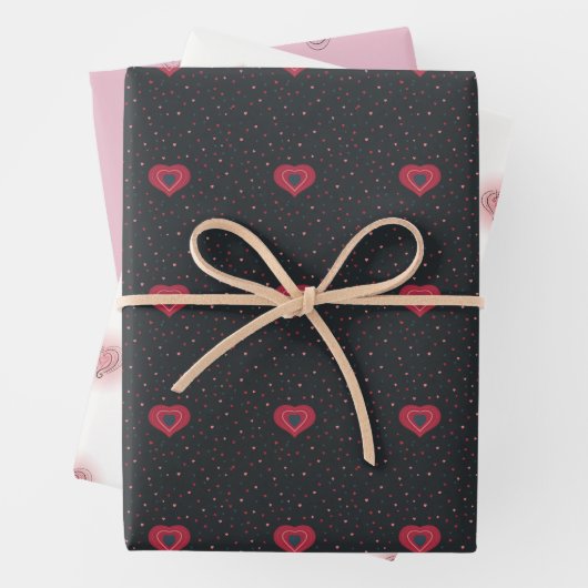 Stilvolle Rot- und Rosa-Herzdesign-Liebe Geschenkpapier Set (Beispiel)