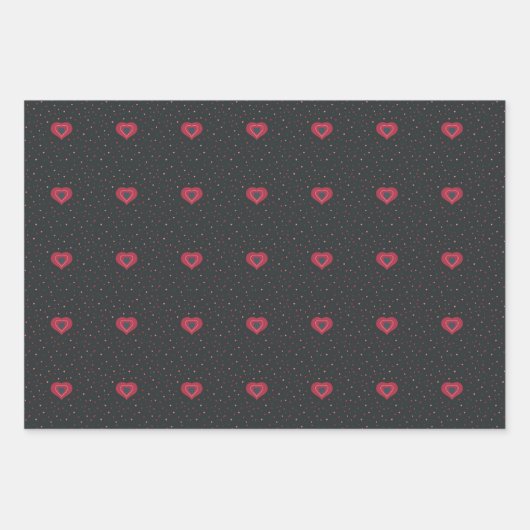 Stilvolle Rot- und Rosa-Herzdesign-Liebe Geschenkpapier Set (Vorderseite)