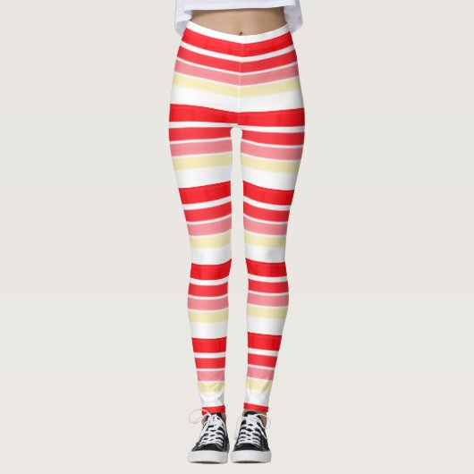 Stilvolle Rot- und Rosatmotive Leggings (Vorderseite)