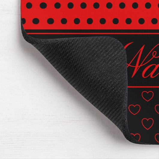 Stilvolle Rot- und Schwarz-Polka-Dots-Individuelle Mousepad (Ecke)