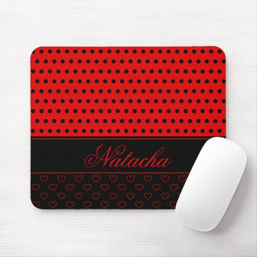 Stilvolle Rot- und Schwarz-Polka-Dots-Individuelle Mousepad (Mit Mouse)