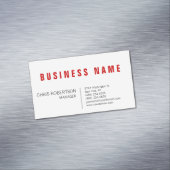 Stilvolle Rot Weiß Moderne Minimalistisch einzigar Magnetische Visitenkarte (Beispiel)