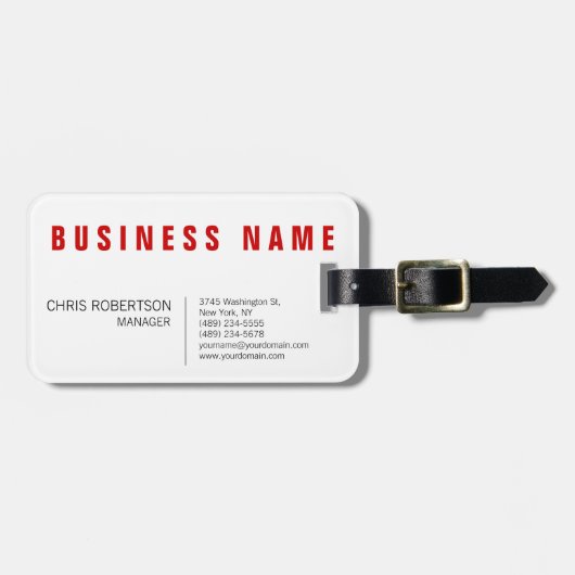 Stilvolle Rot Weiß Moderne Minimalistisch Gepäckanhänger (Vorderseite horizontal)