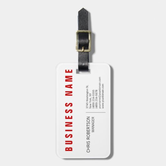 Stilvolle Rot Weiß Moderne Minimalistisch Gepäckanhänger (Vorderseite vertikal)