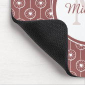 Stilvolle rotbraune Hörer Monogram mit Name Mousepad (Ecke)