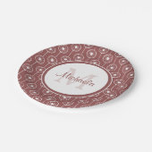 Stilvolle rotbraune Hörer Monogram mit Name Pappteller (Schrägansicht)