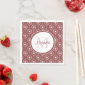 Stilvolle rotbraune Hörer Monogram mit Name Serviette (Beispiel)