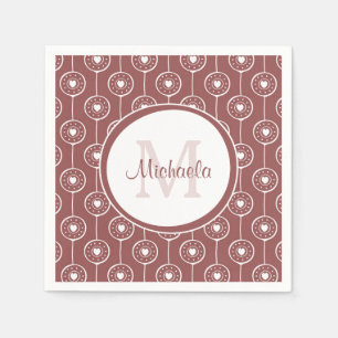 Stilvolle rotbraune Hörer Monogram mit Name Serviette