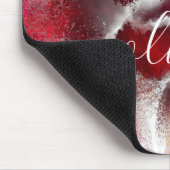 Stilvolle Rote Blütensignatur Monogramm Mousepad (Ecke)