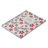 Stilvolle rote graue Blumen und Blätter Notizblock (Linke Seite)