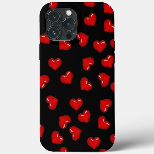 Stilvolle Rote Herz-Liebe-Muster auf Schwarz Case-Mate iPhone Hülle (Rückseite)