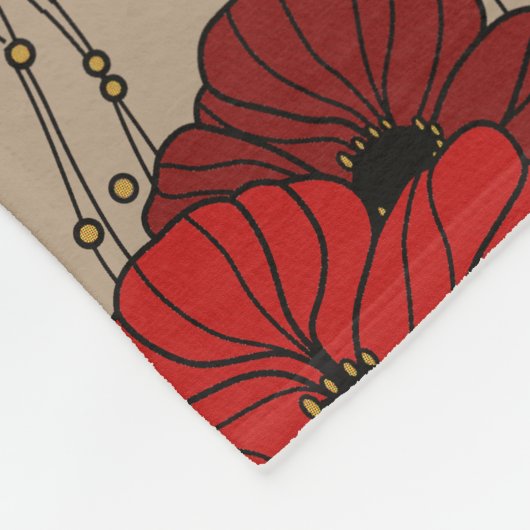 Stilvolle rote Mohnblumen-Fleece-Decke Fleecedecke (Ecke)