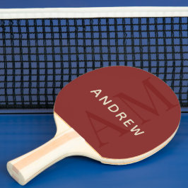 Stilvolle rote Monogramm und Name Tischtennis Schläger
