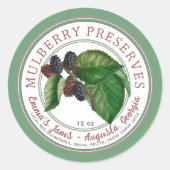 Stilvolle Rote Mulberry-Marmelade oder Reserven Runder Aufkleber (Vorderseite)