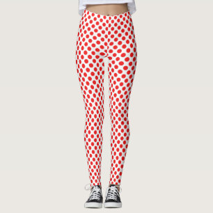 Stilvolle rote Polka-Punkte-Muster auf weiß Leggings