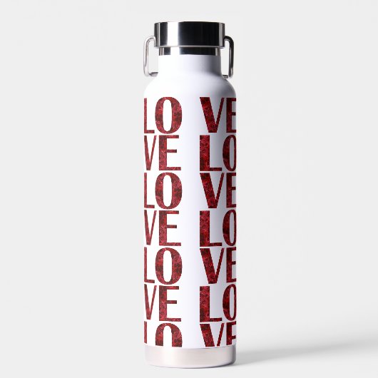 Stilvolle Rote Rose Liebe Typografie Moderne Elega Trinkflasche (Vorne)