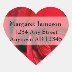 Stilvolle Rote Rose-Rücksendeadresse Herz-Aufkleber