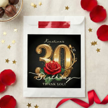 Stilvolle rote Rose schwarzes Gold Glitter 30. Geb