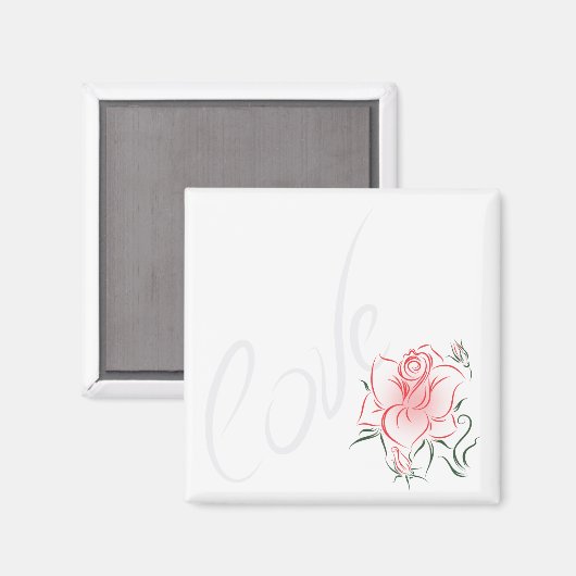 Stilvolle Rote Rose und Liebe Magnet (Vorderseite/Rückseite)