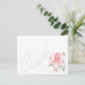Stilvolle Rote Rose und Liebe Postkarte (Stehend Vorderseite)
