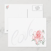 Stilvolle Rote Rose und Liebe Postkarte (Vorne/Hinten)