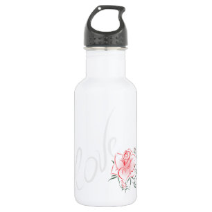 Stilvolle Rote Rose und Liebe Trinkflasche