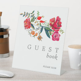 Stilvolle Rote Rosen Hochzeit Sockelschild