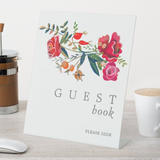 Stilvolle Rote Rosen Hochzeit Sockelschild (In Situ)