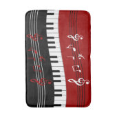 Stilvolle rote Schwarz-weiße Klavier-Schlüssel und Badematte (Vorderseite Vertikal)