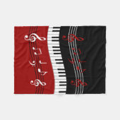 Stilvolle rote Schwarz-weiße Klavier-Schlüssel und Fleecedecke (Vorderseite (Horizontal))