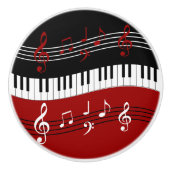 Stilvolle rote Schwarz-weiße Klavier-Schlüssel und Keramikknauf (Vorderseite)