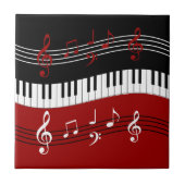 Stilvolle Rote Schwarz-weiße Klaviertasten und -no Fliese (Vorderseite)