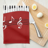 Stilvolle Rote Schwarz-weiße Klaviertasten und -no Handtuch (Viertel Falte)