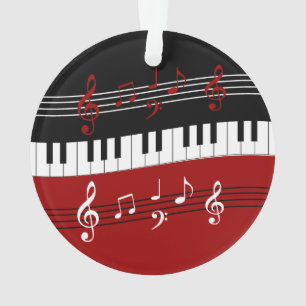 Stilvolle Rote Schwarz-weiße Klaviertasten und -no Ornament