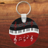 Stilvolle Rote Schwarz-weiße Klaviertasten und -no Schlüsselanhänger (Vorderseite)