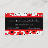 Stilvolle rote u. schwarze telefonnummerkarte (Rückseite)