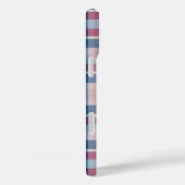 Stilvolle rote und blaue Karierte Monogramm Case-Mate iPhone Hülle (Rückseite / Rechts)