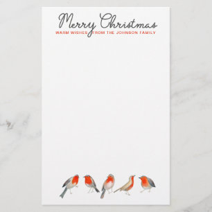 Stilvolle rote und graue Rotkehlchen-Weihnachtsfer Briefpapier