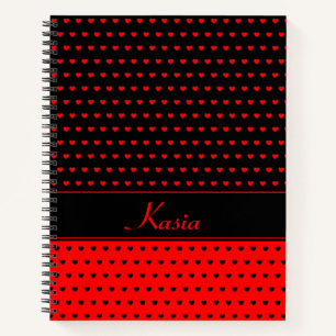 Stilvolle rote und schwarze Herzen, Name/Textvorla Notizblock