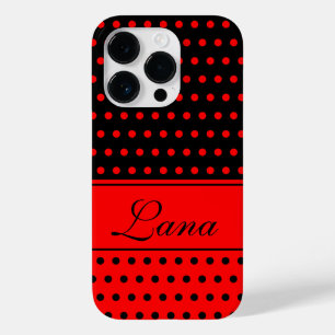 Stilvolle rote und schwarze Polka-Punkte, Individu Case-Mate iPhone 14 Pro Hülle