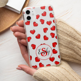 Stilvolle Rotherherzen auf mit Monogramm Weiß Case-Mate iPhone Hülle