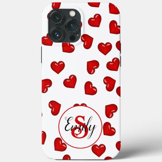 Stilvolle Rotherherzen auf mit Monogramm Weiß Case-Mate iPhone Hülle (Rückseite)